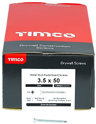 Self-Drilling Drywall Screws Zinc - Size: 3.5 x 50mm - 00050PSDD Pack of: 1000