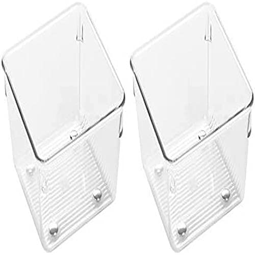 iDesign 52730M2EU Linus Besteckkasten Schubladeneinsatz für Besteck, Pfannenwender, Kleinkram - 2 Stück, 10,16 x 10,16 x 7,62 cm, Durchsichtig, Plastik, Clear