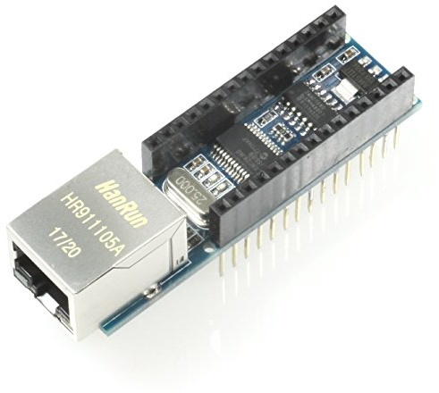 Paradisetronic.com Ethernet Shield Expansion para Arduino Nano con Controlador ENC28J60, RJ45, p. para Aplicaciones de Servidor Web, Internet de Las Cosas (IoT)