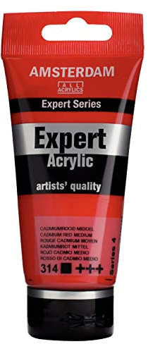Amsterdam Expert Series Acrylic - Rouge cadmium médium 314 - Tube de 75 ml - Peinture pour corps lourds - Haute pigmentation - Résistante à la lumière et à l'eau