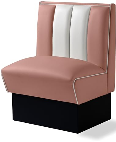 Bel Air 2er Set Dinerbank Eckbank Sitzbank Bank Einrichtung Gastronomie Dinermöbel Lounge (Dusty Rose/White)