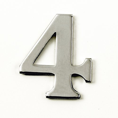 Black Country Metal Works 1.5-2 Inch Self Adhesive Solid Brass Numbers & Letters Chrome Finish (4)