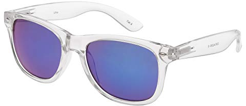 Ultra Clear Frame Sunglasses - Blue Lenses Adults Classic Retro Women's & Men's Transparent Fashion UV400 Protection Mirror Clear Glasses