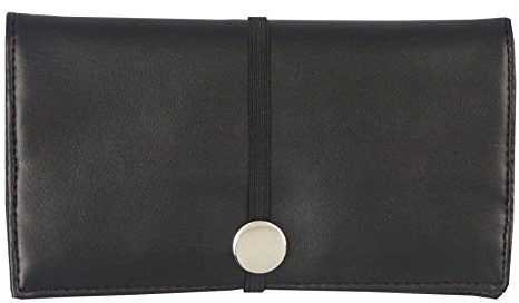 Wallet Leather Look Black 16.5 cm with Rubber Band and Paper Holder