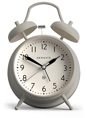 NEWGATE® Covent Garden wecker | Klassische ikonische doppelglockenuhr | Grau | Leicht lesbare Zahlen | Ideal für nachttisch, Schreibtisch oder Regal | Zeitgenössisches Vintage Accessoire