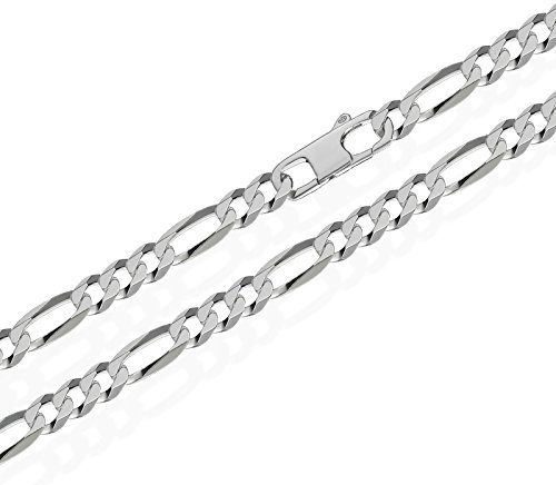NKlaus echte 925er Sterlingsilber Silber Figaro Kette 6x diamantiert 21cm 7,00mm 11gr 5671