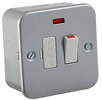 Knightsbridge M6300N Metal Clad 13A Switched Fused Spur Unit with Neon, 230 V, Grey