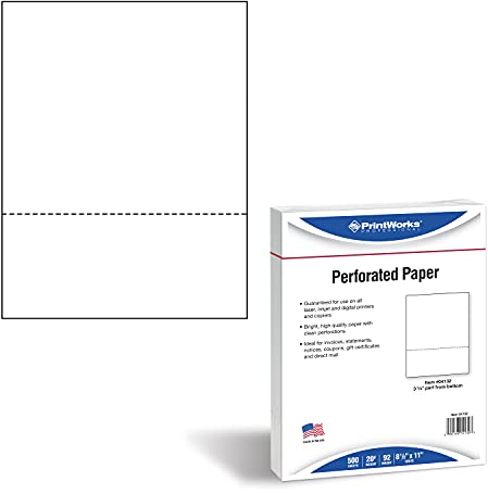 PrintWorks Professional 04132 perforiertes Papier, 9 cm, 500 Blatt, 9 kg, Weiß