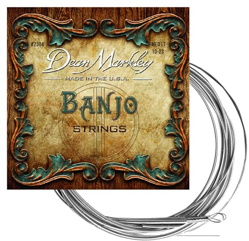Dean Markley Banjo Strings 5 String Set, 2304 Medium Light Tension 5 String Banjo String Set, Delivers Extra Power, Longer Life and Fuller Rich Tone Tenor Banjo Strings, Made in USA, 10-23 Gauge