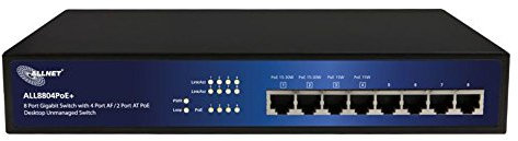 Allnet ALL8804PoE+ unmanaged Switch (8-polig Gigabit HPoE, 2x PoE+ oder 4x PoE, lüfterlos, Netzteil)