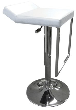 Premier Housewares 71 x 37 x 41 cm Lago Stool with Faux Leather Seat and Chrome Stand, White