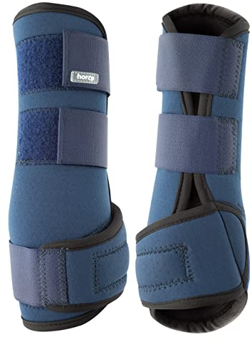 HORZE Brushing Splint Boots for Horses (Pair) - Durable Neoprene, Secure Closure, Lightweight - Blue - S