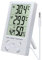ESYNiC 2 in 1 LCD Termometro Igrometro Digitale per Interno Esterno Misuratore Temperatura C/F Max 50°C Tester Umidità Orologio con Supporto e Filo Sensore Sonda 1.5M.