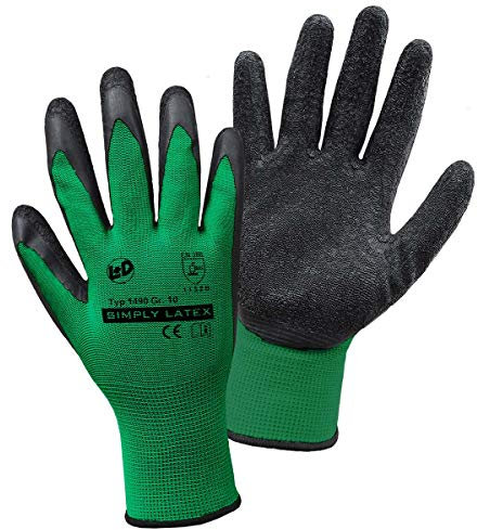 Worky Leipold+Döhle | Feinstrickhandschuhe SIMPLY Latex | grün/schwarz | VE 60 Paar | Größe 9 (L)