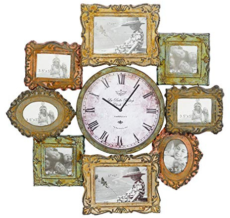 UMA Enterprises Loft Metal Clock with Picture Frame