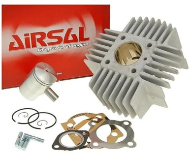 Zylinder Kit Airsal T6-Racing 49ccm neues Modell kompatibel mit Puch Maxi | Racing-Zylindersatz 49ccm: Aluminium, hartverchromte Laufbahn, 38mm Bohrung, 12mm Kolbenbolzen, 2-Takt, Sportzylinder-Kit