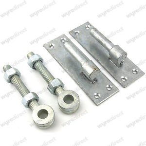 Wyre Direct 2 Galvanised Wrought Iron Gate Hinge Brackets 16mm Pin 16mm X 100mm Eye Bolts