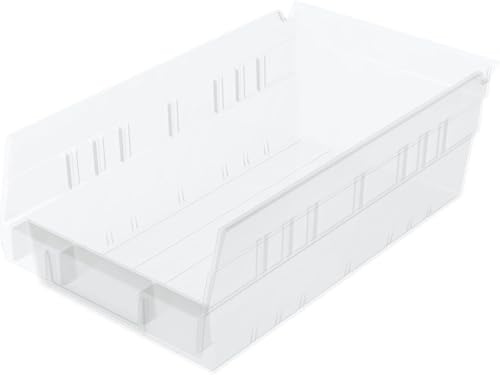 Akro-Mils 30130 Plastic Shelf Bins, Heavy Duty Storage Bins for Garage, Closet, and Drawer Organization, 30.48 cm x 16.51 cm x 10.16 cm, Clear, 12-Pack