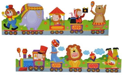 alles-meine.de GmbH 6 TLG. Set Wandtattoo/Sticker Borte - Zirkus Clowns Tiere - selbstklebend Tattoo Bordüre Kinderzimmer Wandsticker Aufkleber Wandbordüre Clown