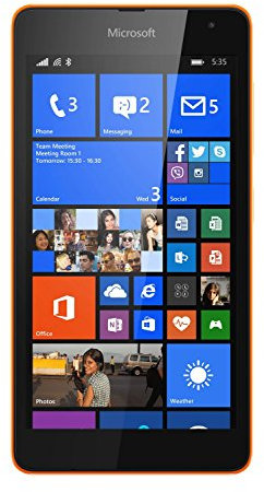 Microsoft Lumia 535 5 UK Smartphone sans carte SIM (Qualcomm Snapdragon 200 1,2 GHz, 1 Go de RAM, 8 Go de stockage, Wi-Fi, BT, appareil photo, Windows 8.1) – Orange