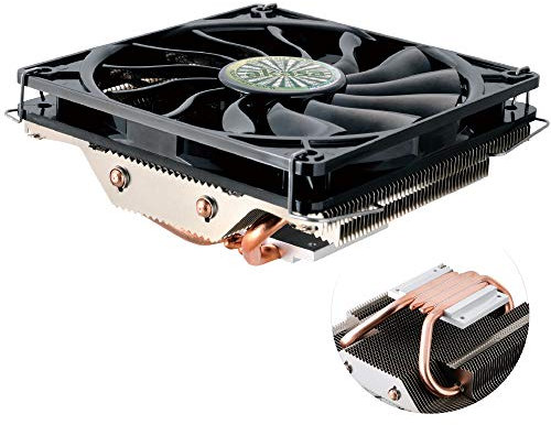 Akasa Nero LX 2 | Low Profile Cooler | PWM Fan | CPU Cooler with Copper Heatpipes & Aluminium Fins| Low Noise | 120mm Slim Case Fan | AK-CC4016EP01