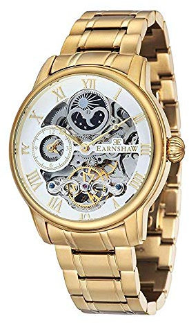 Thomas Earnshaw Longitude Herrenuhr mit weißem analogen Zifferblatt und vergoldetem Edelstahlarmband (ES-8006-22)