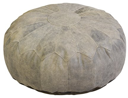 Jute & Co. poufpe8020bru Sitzsack rund, Leder, brüniert, 80 x 80 x 20 cm