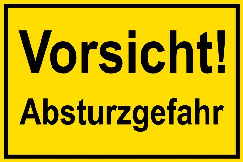 Warnschild - Vorsicht! Absturzgefahr - Kunststoff - 20 x 30 cm
