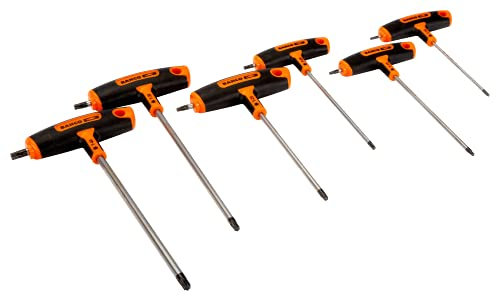 Bahco 903T-2 T-Handle Screwdriver Set for Torx Head Screws, Silver/Black/Orange, Set of 6 Piece