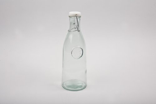 Authentic Recycled Glass Clip Top Bottle 1ltr - Vintage 100% Recycled Green Glass Bottles