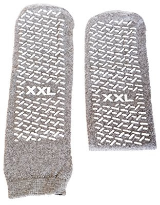 XX-Large Slip-Stop Single Tread Slipper Socks - Grey (3 Pairs)