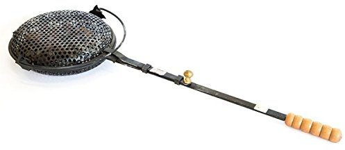 Arterameferro Iron Chestnut Roasting Pan, 69 cm x 22 cm x 7 cm, Wooden Handle, Gas Stovetop Compatible