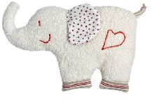 Efie Bio-Rassel Elefant rot – Greifling aus 100% Baumwolle (kbA), Schurwollfüllung (kbT), handgefertigt & GOTS-zertifiziert in Deutschland