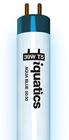 iQuatics Aquarium Fish Tank Fluorescent Light Bulb T5, Aqua Blue 50:50, 39w 850mm 34
