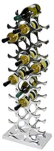 Casa Padrino Designer Weinregal für 27 Flaschen aus poliertem Aluminium Höhe 103cm - Wein Ständer, Flaschen Ständer, Flaschen Regal