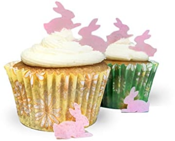 100 Mini-Hasen aus Esspapier, ideal für Oster-Cupcakes und Tischdekorationen