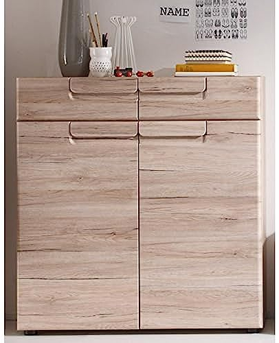 trendteam smart living - Schuhschrank Schuhkommode - Garderobe - Malea - Aufbaumaß (BxHxT) 90 x 95 x 35 cm - Farbe Eiche San Remo Hell - 132486790