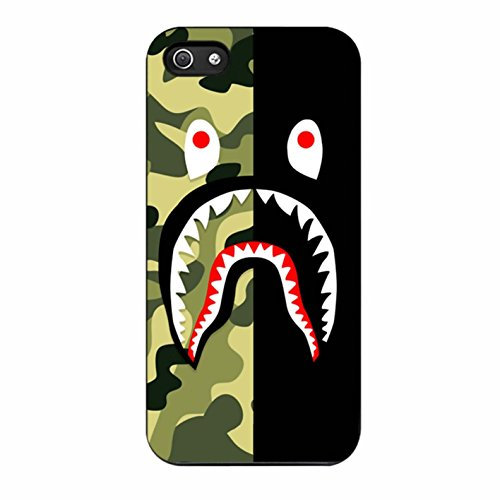 Bape Shark Green Camo And Black iPhone 5/5s Case (Black Rubber)
