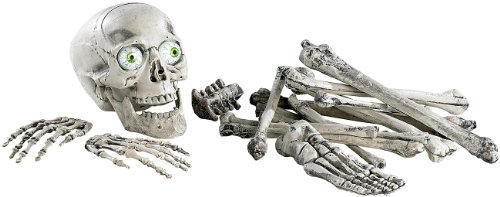 infactory Halloween Deko gruselig: 18-teiliges Grusel-Skelett: Totenschädel & Knochen mit Sound (Bewegungsmelder Halloween, Deko Bewegungsmelder, Animierte Figuren)