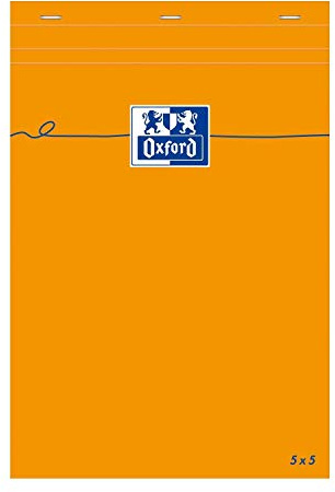Oxford 100106280 Notizblock - Everyday A5, kariert, 80 Blatt, 80 g/m², 5-er Pack, orange