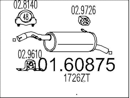 MTS 01.60875 Endschalldämpfer Endtopf 1050mm 4,4kg