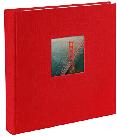 goldbuch 24 890 Fotoalbum mit Bildausschnitt, Bella Vista Rot, Erinnerungsalbum im Format 25 x 25 cm, Foto Album 60 weiße Seiten mit Pergamin-Trennblättern, Fotobuch mit Leineneinband, Chilirot