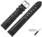 MARBURGER Uhrenarmband 18mm Leder Schwarz Silber Strauß Prägung Mit Naht - Montage Set 8101810000120