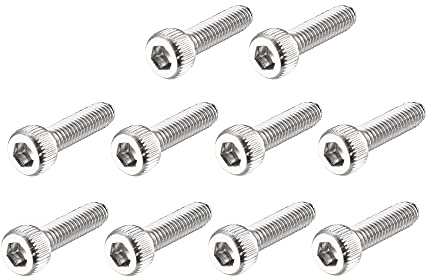 sourcing map M2.5x10mm 0.45mm Pas Inoxidable acier Boulon hexagonale Vis à tête creuse 100pcs
