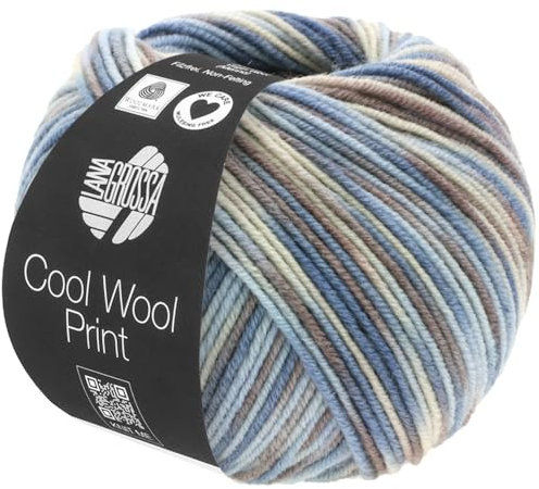 LANA GROSSA Cool Wool Print | Extrafeine Merinowolle waschmaschinenfest und filzfrei | Handstrickgarn aus 100% Schurwolle (Merino extrafein) | 50g Wolle zum Stricken & Häkeln | 160m Garn FB 763
