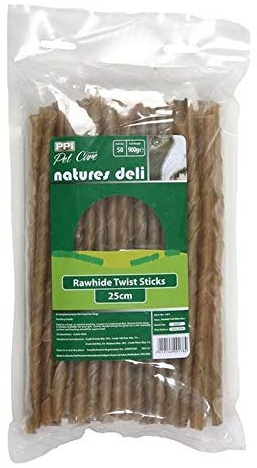 PPI 25cm Rawhide Twist Sticks 50 Pk [SNG] 900g
