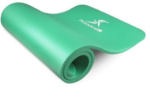 ProsourceFit Extra Thick Yoga and Pilates Mat ½” (13mm), 71-inch Long High Density Exercise Mat with Comfort Foam and Carrying Strap, Green