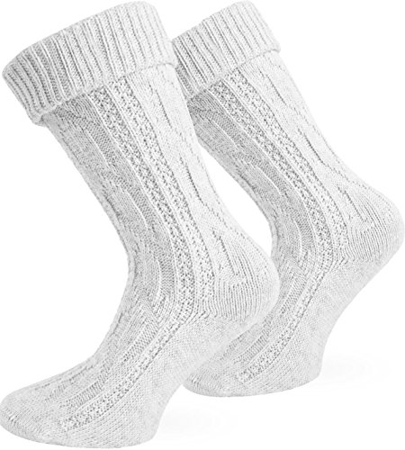 normani Oktoberfest Trachtenkniestrümpfe oder Trachtensocken mit Umschlag in verschiedenen Farben und Größen wählbar Farbe Weiß kurz Größe 43/46