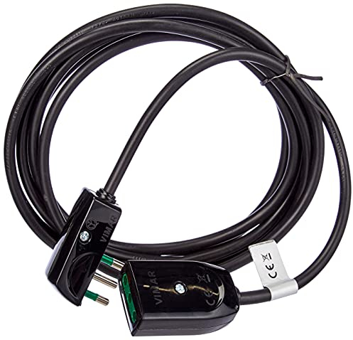 Vimar 0P32364 Cavo prolunga 3G0, 75 + Spina Piatta 3m, Nero