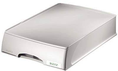 Leitz Briefkorb-Schublade A4, Schubladenbox in Premium-Qualität für vertrauliche Unterlagen, Kombinierbar mit Briefkörben, Stapelbares Ablagefach als Schreibtisch-Organizer, Grau, Plus-Serie, 52100085